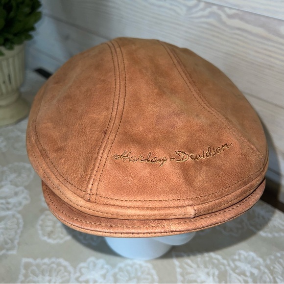 HarleyDavidson Accessories Harley Davidson Leather Newsboy Cap